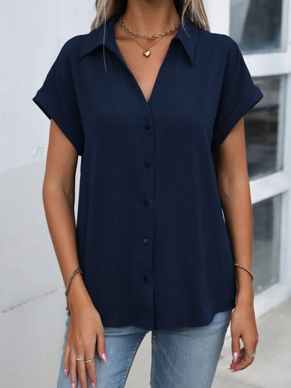 Camisa Casual de Manga Murciélago con Botones Frontales - Image 182