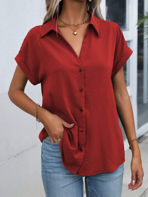 Camisa Casual de Manga Murciélago con Botones Frontales - Image 17