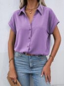 Camisa Casual de Manga Murciélago con Botones Frontales
