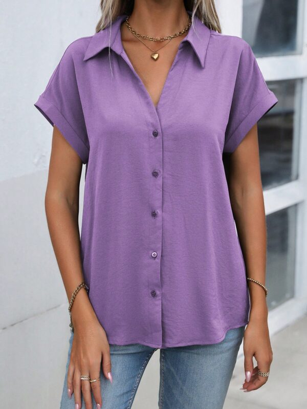 Camisa Casual de Manga Murciélago con Botones Frontales - Image 74