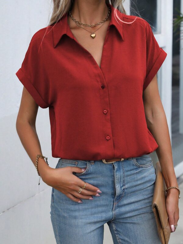 Camisa Casual de Manga Murciélago con Botones Frontales - Image 18