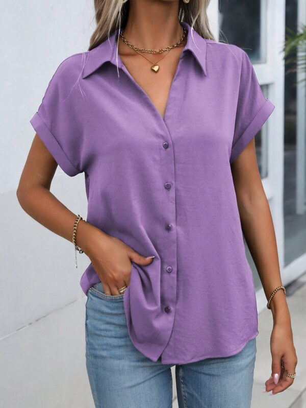 Camisa Casual de Manga Murciélago con Botones Frontales - Image 75