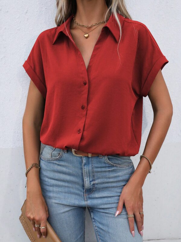 Camisa Casual de Manga Murciélago con Botones Frontales - Image 21