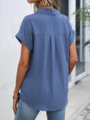 Camisa Casual de Manga Murciélago con Botones Frontales
