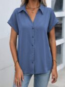 Camisa Casual de Manga Murciélago con Botones Frontales