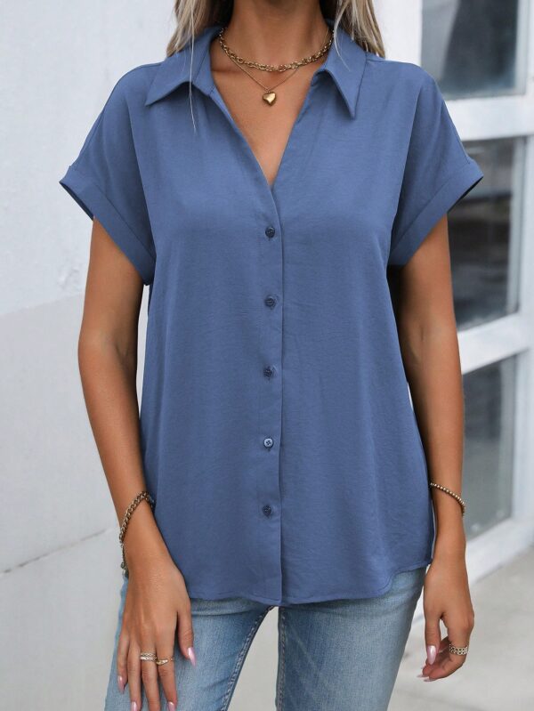 Camisa Casual de Manga Murciélago con Botones Frontales - Image 116