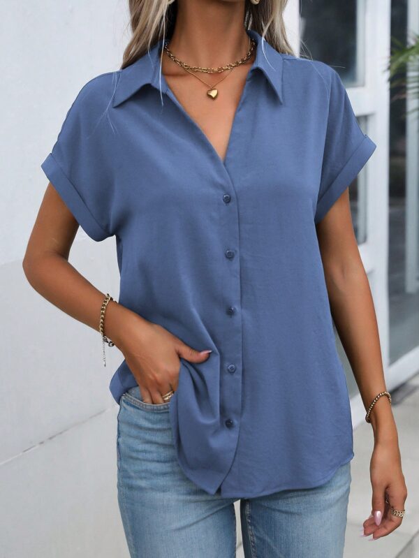Camisa Casual de Manga Murciélago con Botones Frontales - Image 118