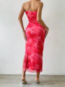 Vestido Strapless Tie Dye con Abertura Lateral y Ruched