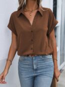 Camisa Casual de Manga Murciélago con Botones Frontales