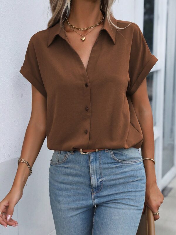Camisa Casual de Manga Murciélago con Botones Frontales - Image 57