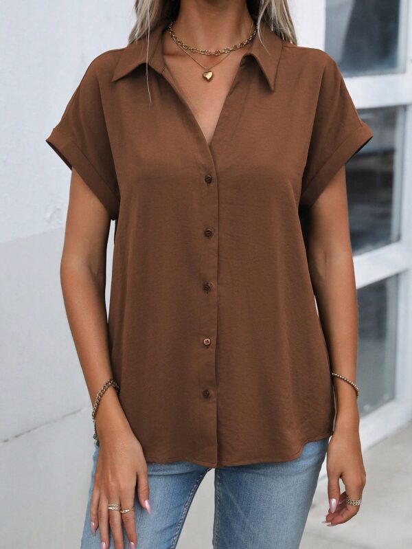 Camisa Casual de Manga Murciélago con Botones Frontales - Image 62