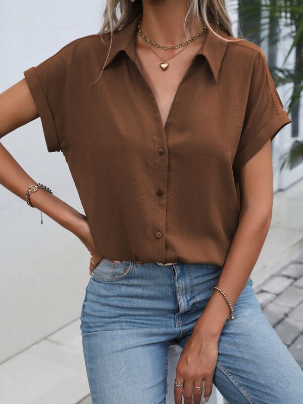 Camisa Casual de Manga Murciélago con Botones Frontales - Image 63