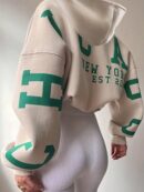 Buzo con Capucha Estampado de Letras, Manga Larga