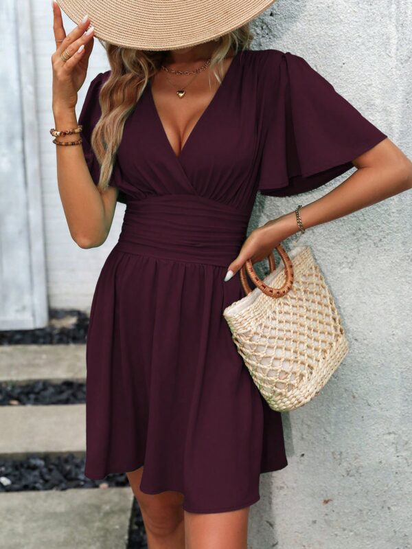 Vestido Casual Cuello en V con Mangas Mariposa - Image 138
