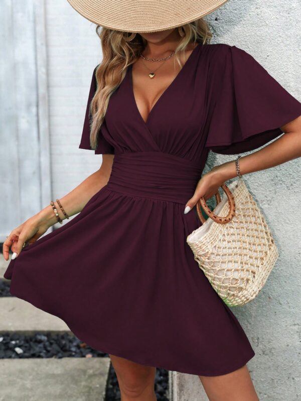 Vestido Casual Cuello en V con Mangas Mariposa - Image 139