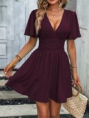 Vestido Casual Cuello en V con Mangas Mariposa