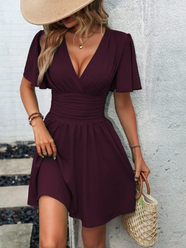 Vestido Casual Cuello en V con Mangas Mariposa - Image 142
