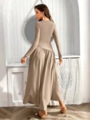 Vestido de Manga Larga con Volantes y Cierre