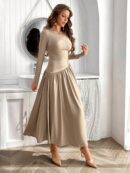 Vestido de Manga Larga con Volantes y Cierre
