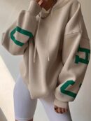 Buzo con Capucha Estampado de Letras, Manga Larga