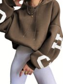 Buzo con Capucha Estampado de Letras, Manga Larga