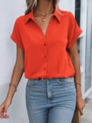 Camisa Casual de Manga Murciélago con Botones Frontales