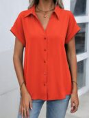 Camisa Casual de Manga Murciélago con Botones Frontales