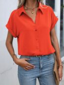 Camisa Casual de Manga Murciélago con Botones Frontales