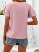 Camisa Casual de Verano con Mangas de Volantes en Color Sólido