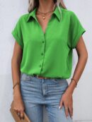 Camisa Casual de Manga Murciélago con Botones Frontales