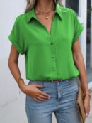 Camisa Casual de Manga Murciélago con Botones Frontales