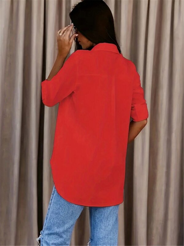 Camisa Casual de Manga Larga con Botones y Cuello en V - Image 11