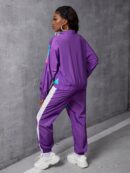 Conjunto Casual de Chaqueta y Pantalón con Cierre Frontal y Bloques de Color