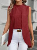 Blusa de Verano Texturizada y Asimétrica sin Mangas