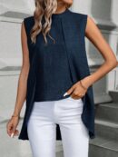 Blusa de Verano Texturizada y Asimétrica sin Mangas