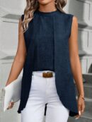 Blusa de Verano Texturizada y Asimétrica sin Mangas