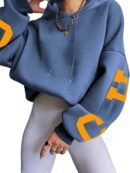 Buzo con Capucha Estampado de Letras, Manga Larga
