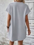 Vestido Casual Manga Murciélago con Bolsillo Oculto