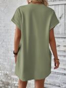 Vestido Casual Manga Murciélago con Bolsillo Oculto