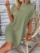 Vestido Casual Manga Murciélago con Bolsillo Oculto