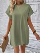 Vestido Casual Manga Murciélago con Bolsillo Oculto