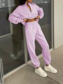 Conjunto de Sudadera y Pantalón con Cierre y Hombros Caídos