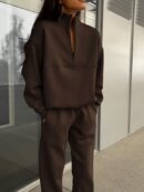 Conjunto de Sudadera y Pantalón con Cierre y Hombros Caídos
