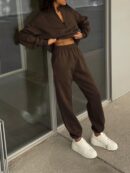 Conjunto de Sudadera y Pantalón con Cierre y Hombros Caídos