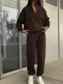 Conjunto de Sudadera y Pantalón con Cierre y Hombros Caídos