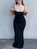 Vestido Sirena Espalda Descubierta con Tirantes Finos
