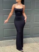 Vestido Sirena Espalda Descubierta con Tirantes Finos
