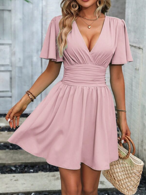 Vestido Casual Cuello en V con Mangas Mariposa - Image 125