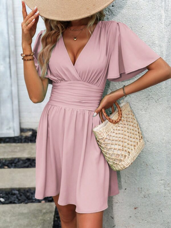 Vestido Casual Cuello en V con Mangas Mariposa - Image 126