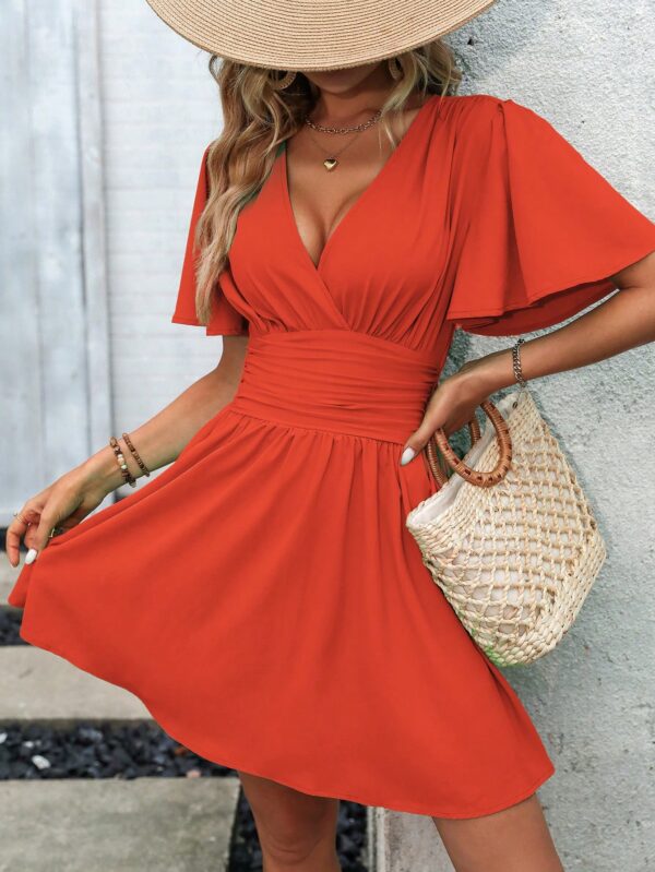 Vestido Casual Cuello en V con Mangas Mariposa - Image 85